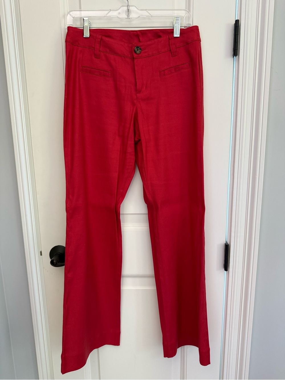 CAbi Red Linen Dress Pants - Tailored Straight Leg